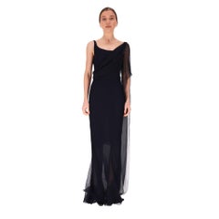 Chanel Silk Chiffon Draped Evening Gown