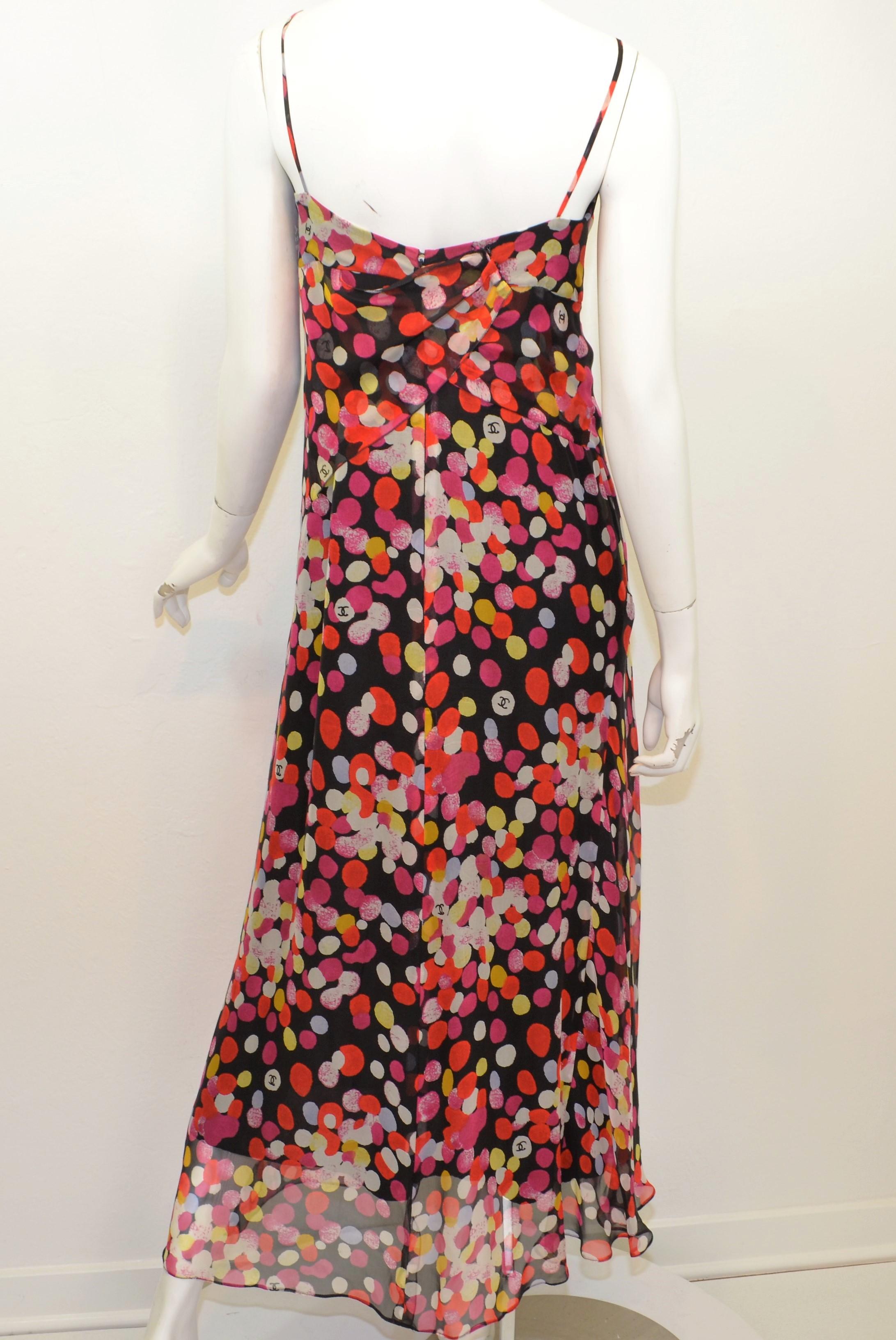 Chanel Silk Chiffon Printed Maxi Gown In Excellent Condition In Carmel, CA