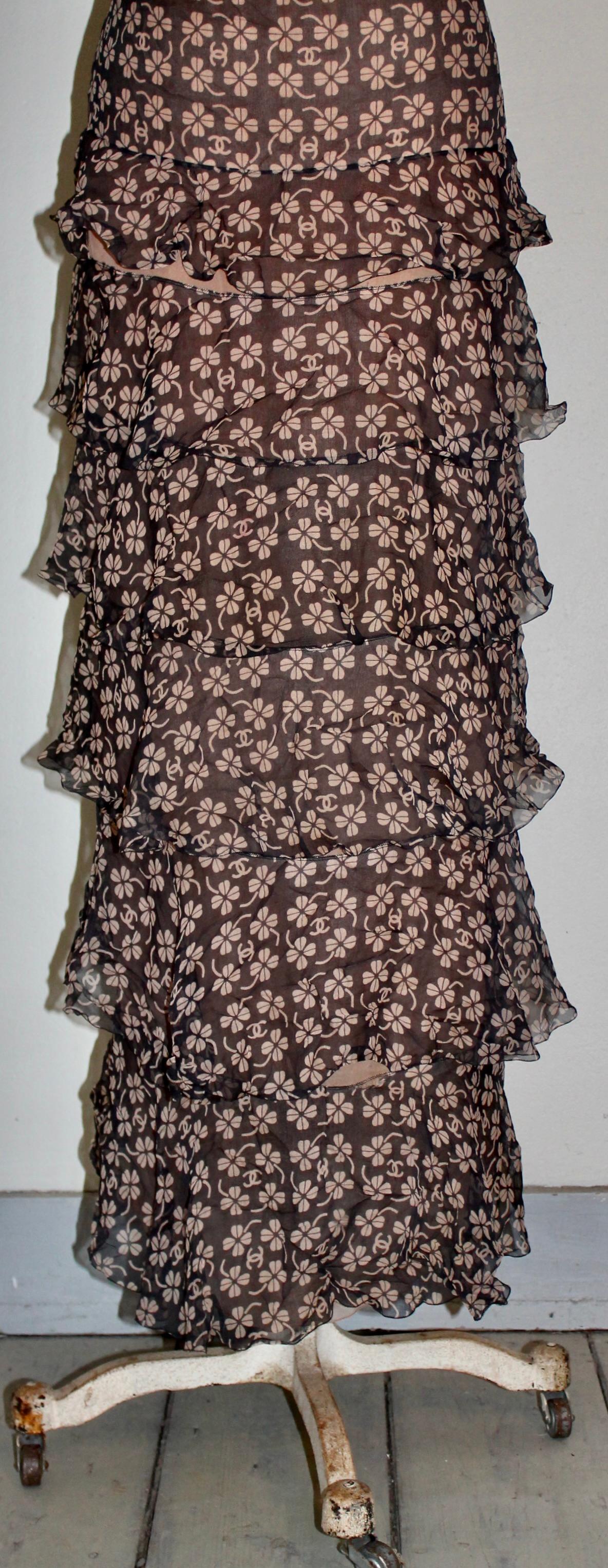 Chanel Silk Chiffon Tiered Cocktail Dress by Lagerfeld For Sale 5