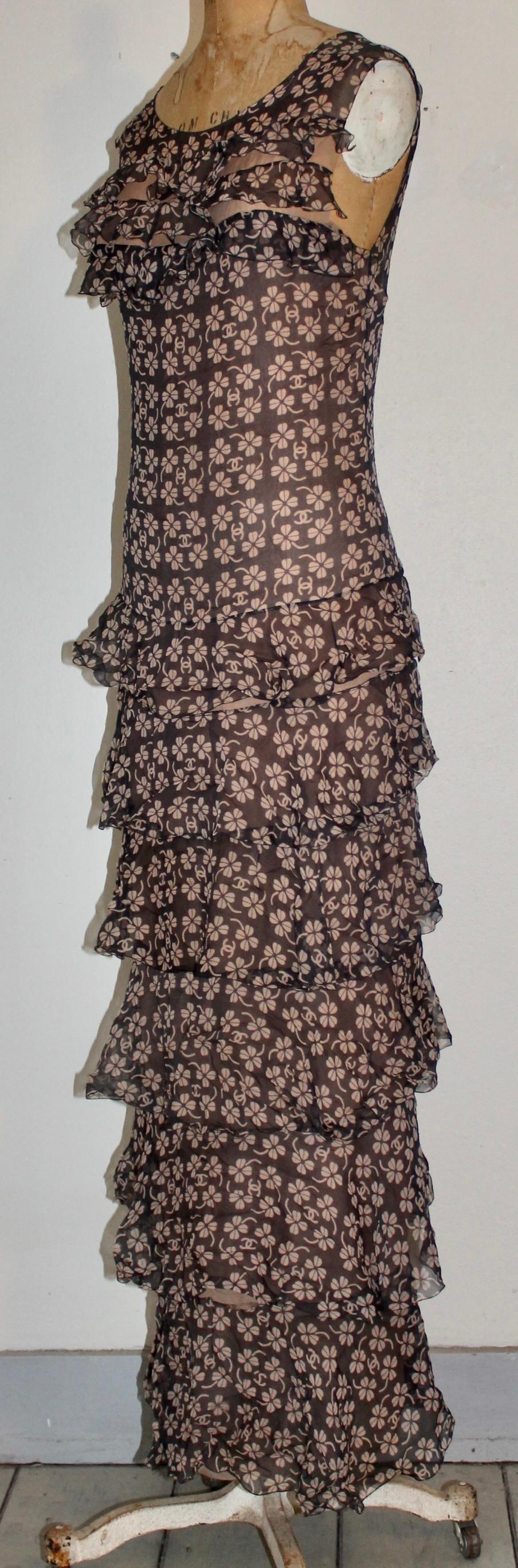 Women's Chanel Silk Chiffon Tiered Cocktail Dress by Lagerfeld For Sale