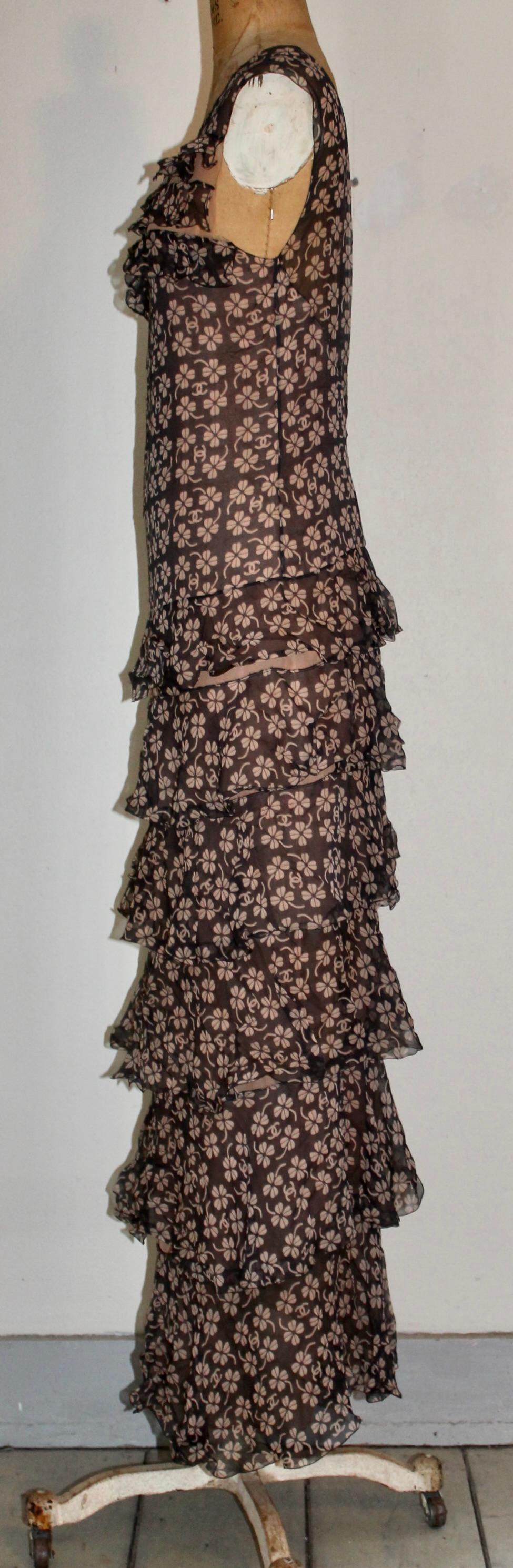Chanel Silk Chiffon Tiered Cocktail Dress by Lagerfeld For Sale 1
