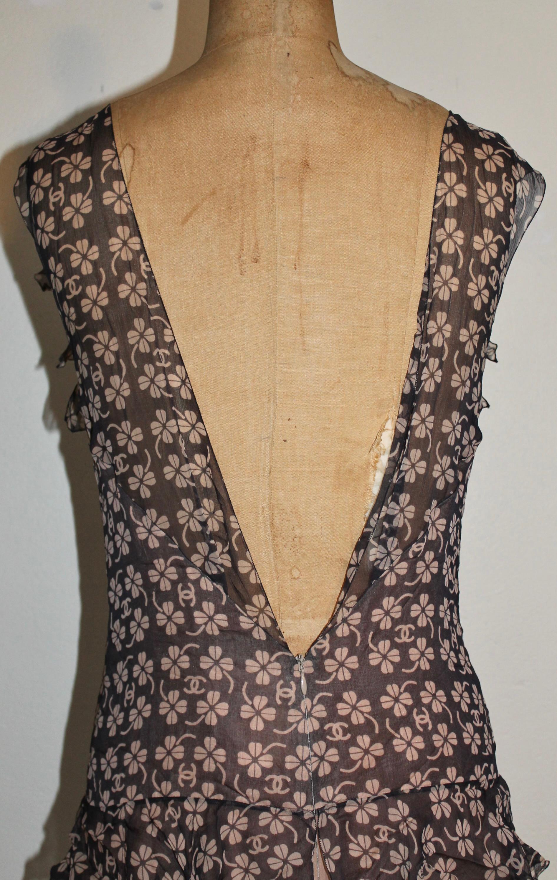 Chanel Silk Chiffon Tiered Cocktail Dress by Lagerfeld For Sale 4