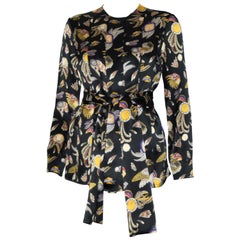 Chanel Silk Clock Print With Long Sleeves & Belt Sash
