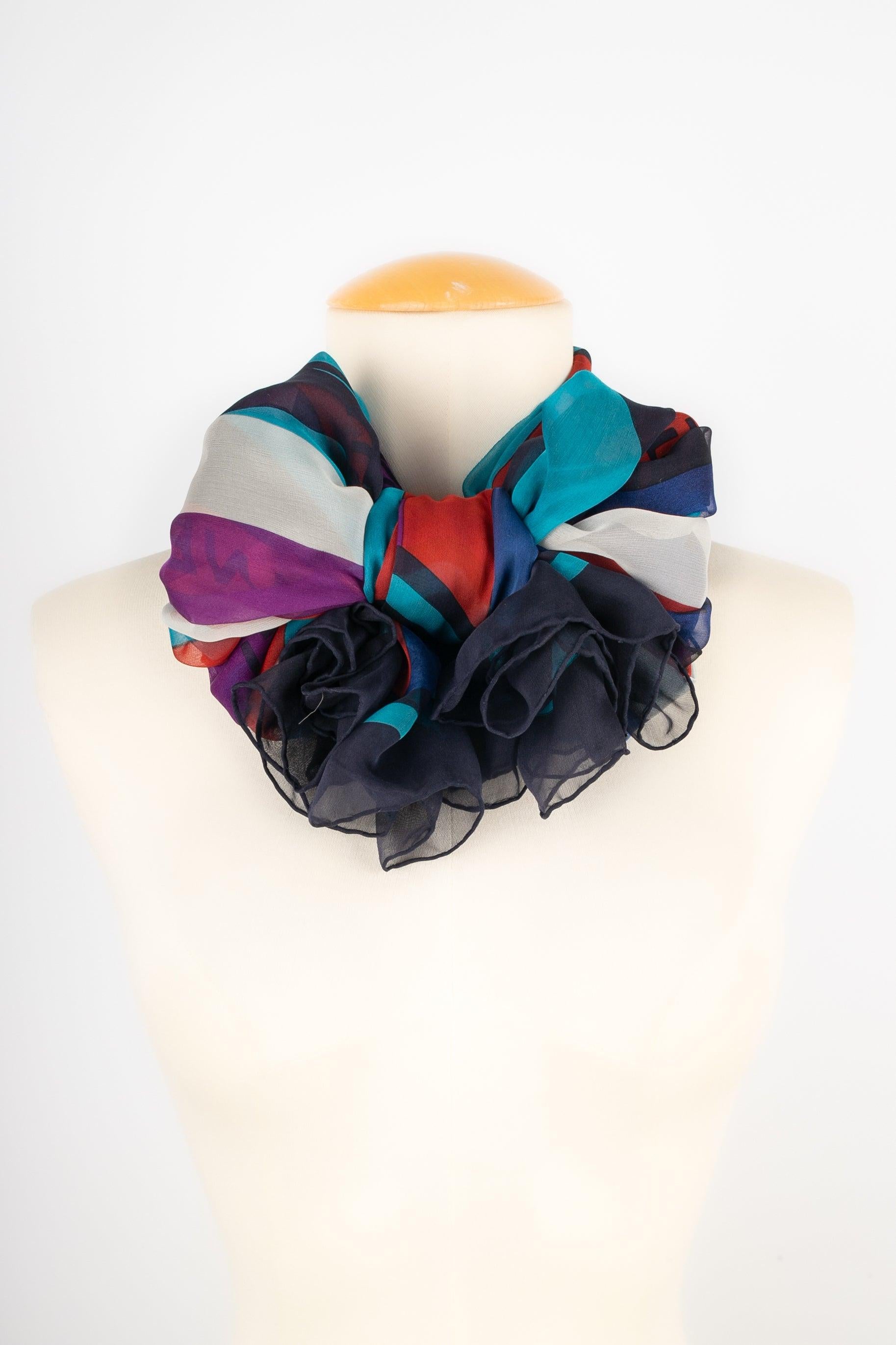Purple Chanel Silk Foulard For Sale