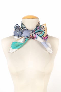 Chanel Silk Foulard scarf in Purple, Pink and yellow Tones