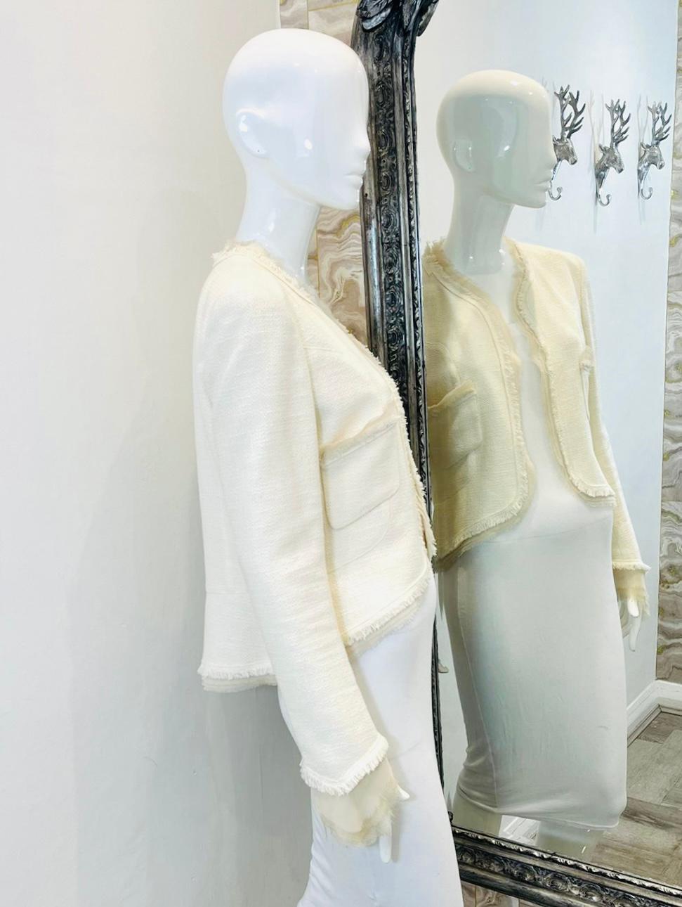 Beige Chanel Silk Fringe Trimmed Cotton Jacket