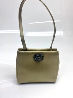 Chanel Silk Gold Rhinestone Camelia Evening Bag