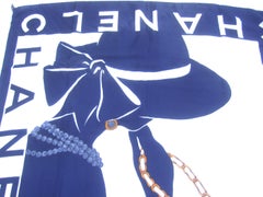 Chanel Silk Hand Rolled Graphic Print Scarf Circa 1990s