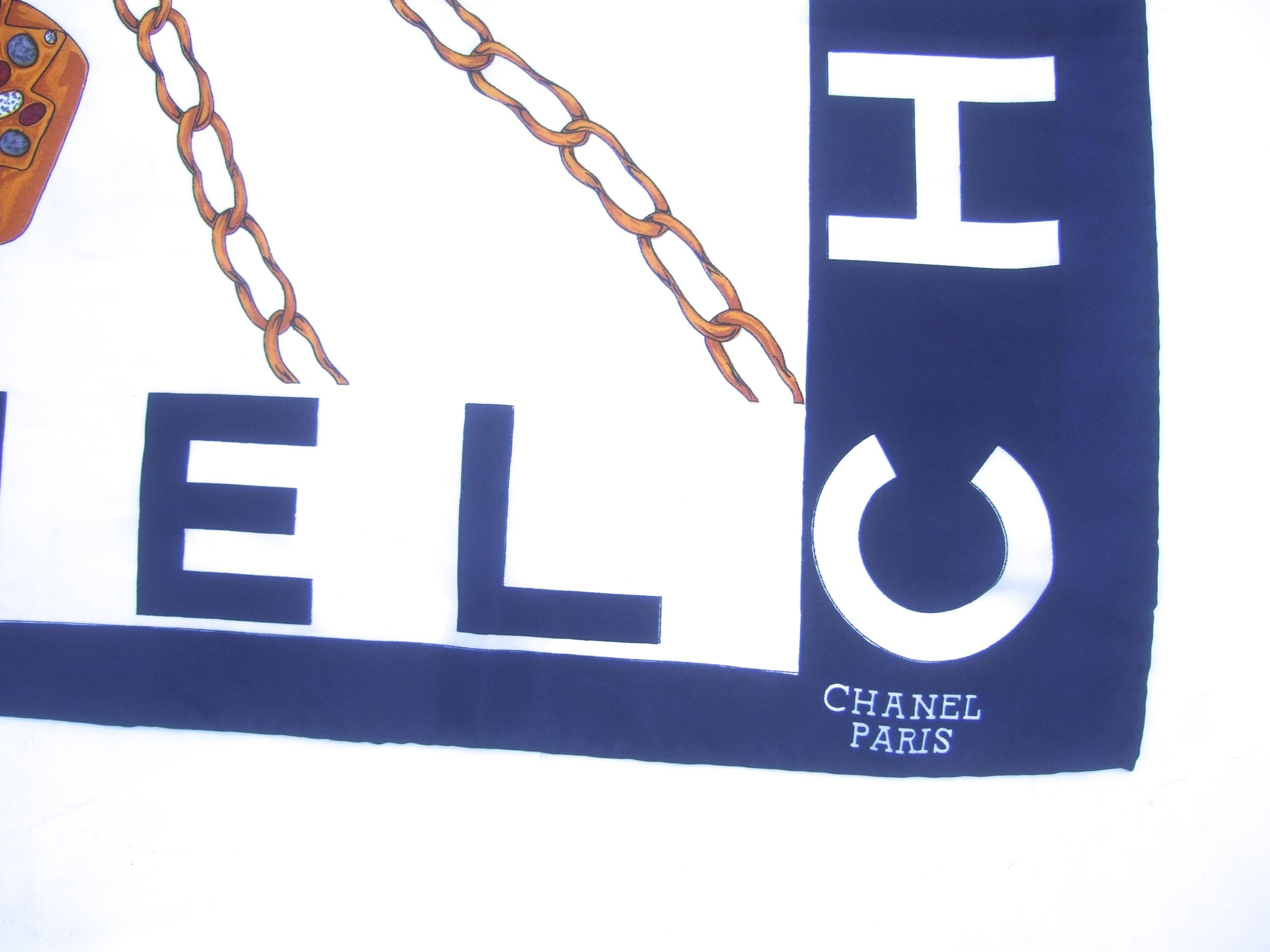Women's Chanel Silk Hand Rolled Graphic Print Scarf Circa 1990s
