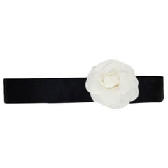 Chanel Silk Headband w/ White Camelia Flower