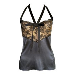 CHANEL Silk & Lace Bondage Lingerie Style Blouse Top Camisole 42