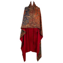 Chanel Silk Large Stole with Red Wool Lining