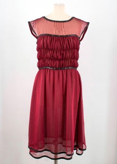 Chanel Silk Leather Trim Tulle Dress 38