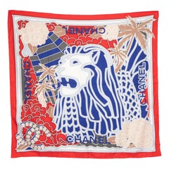 Chanel Silk Lion Print Scarf