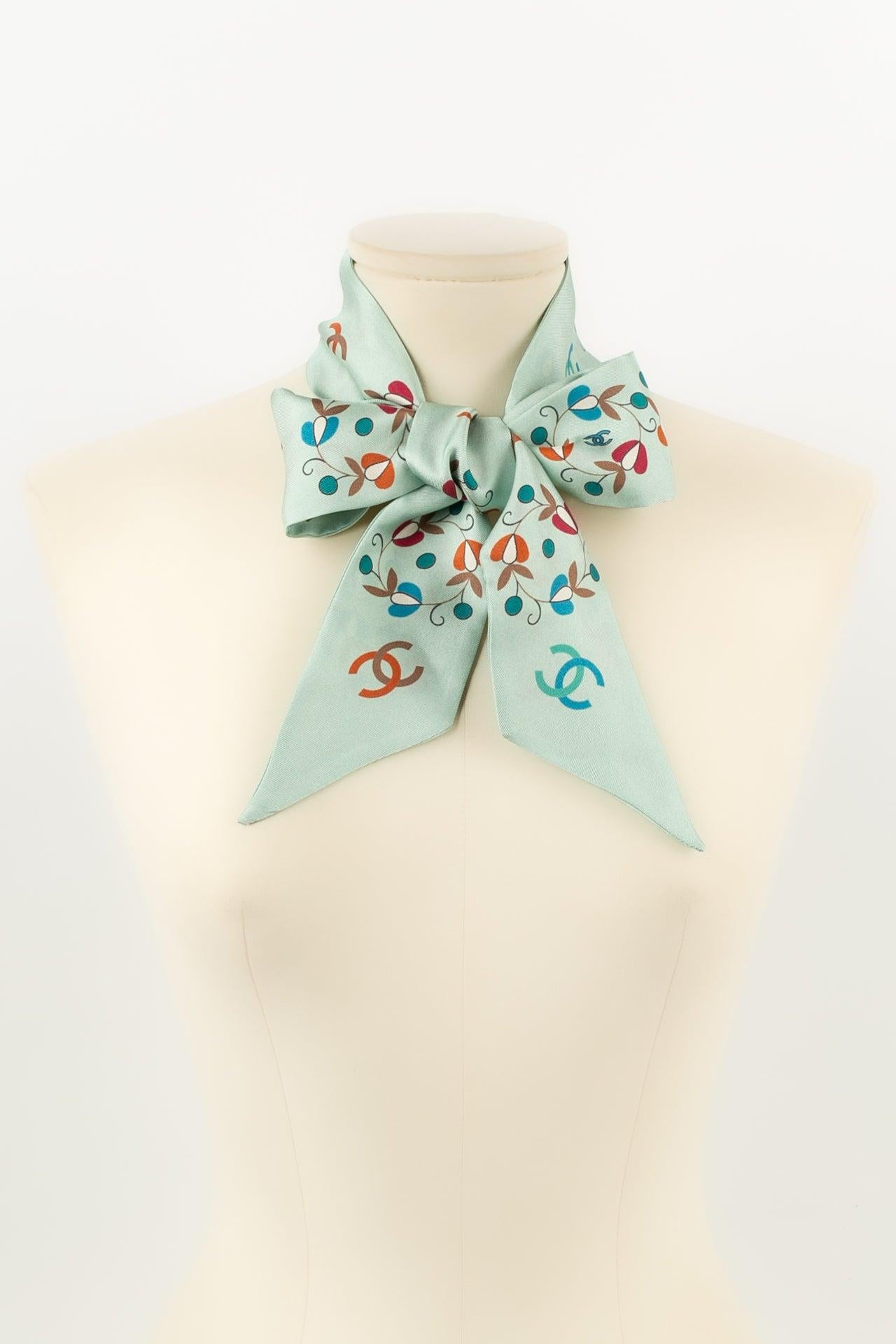 Gray Chanel Silk Neckband Scarf