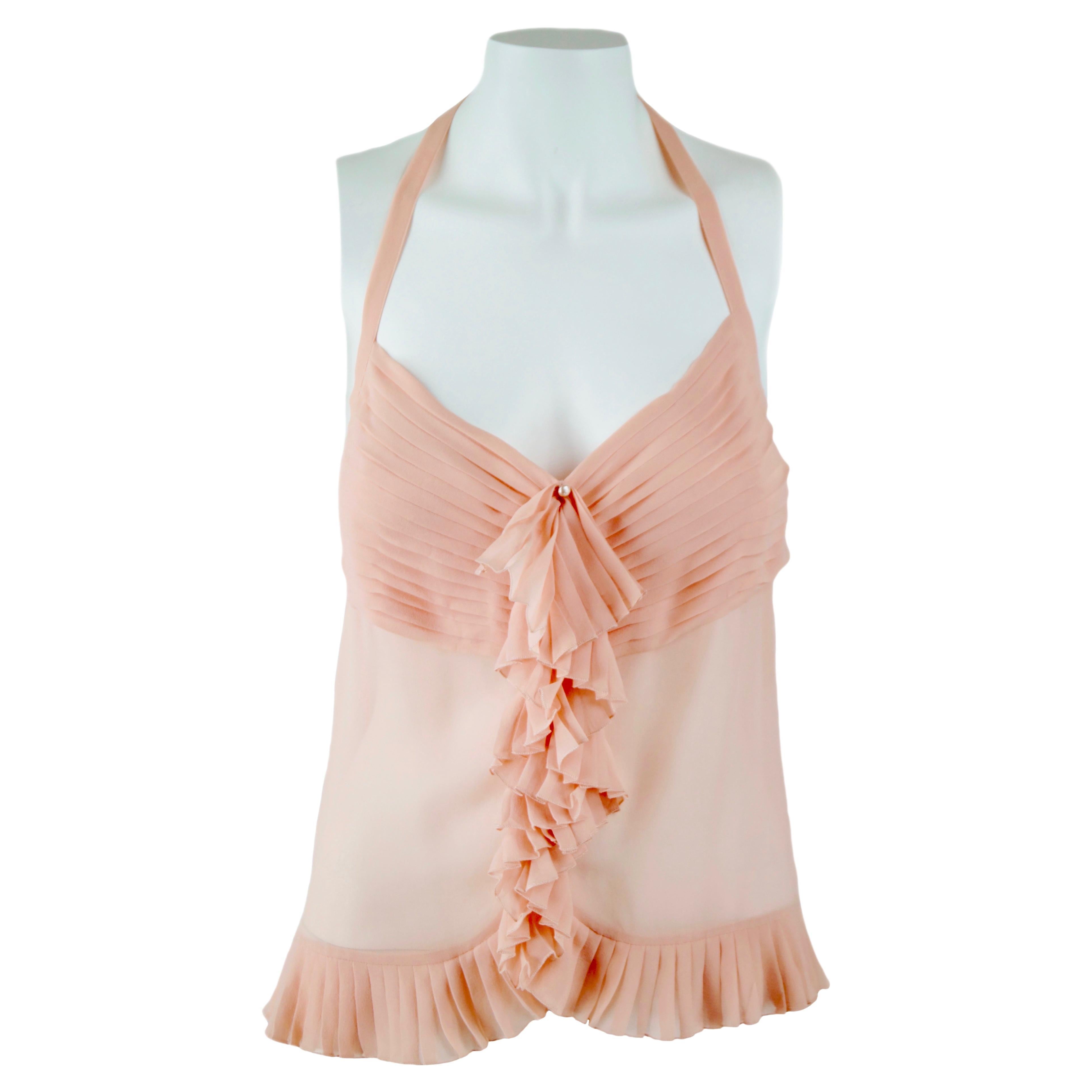 CHANEL silk pink top FR 40 Fall 2003 03A For Sale at 1stDibs
