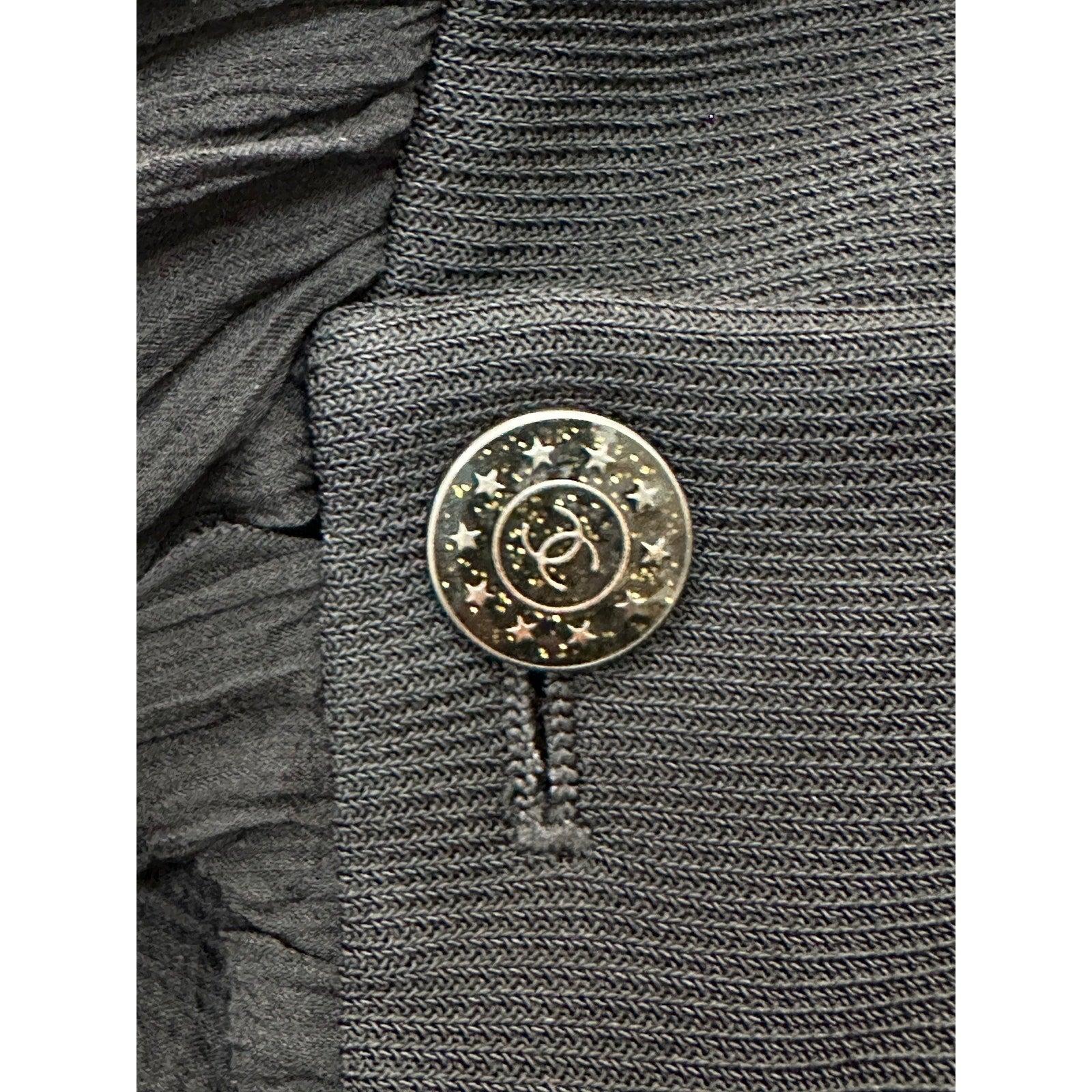 Chanel Kleid mit plissiertem Blumengürtel aus Seide  Sz.40 im Angebot 1