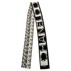 Chanel Silk Printed Reversible Skinny Scarf