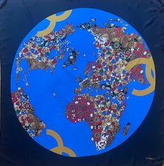 Chanel Silk Scarf Gripoix Globe