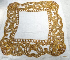 CHANEL Scarf, Silk Chiffon, 133 x 133 cm, CHANEL chains and iconic CC motivs