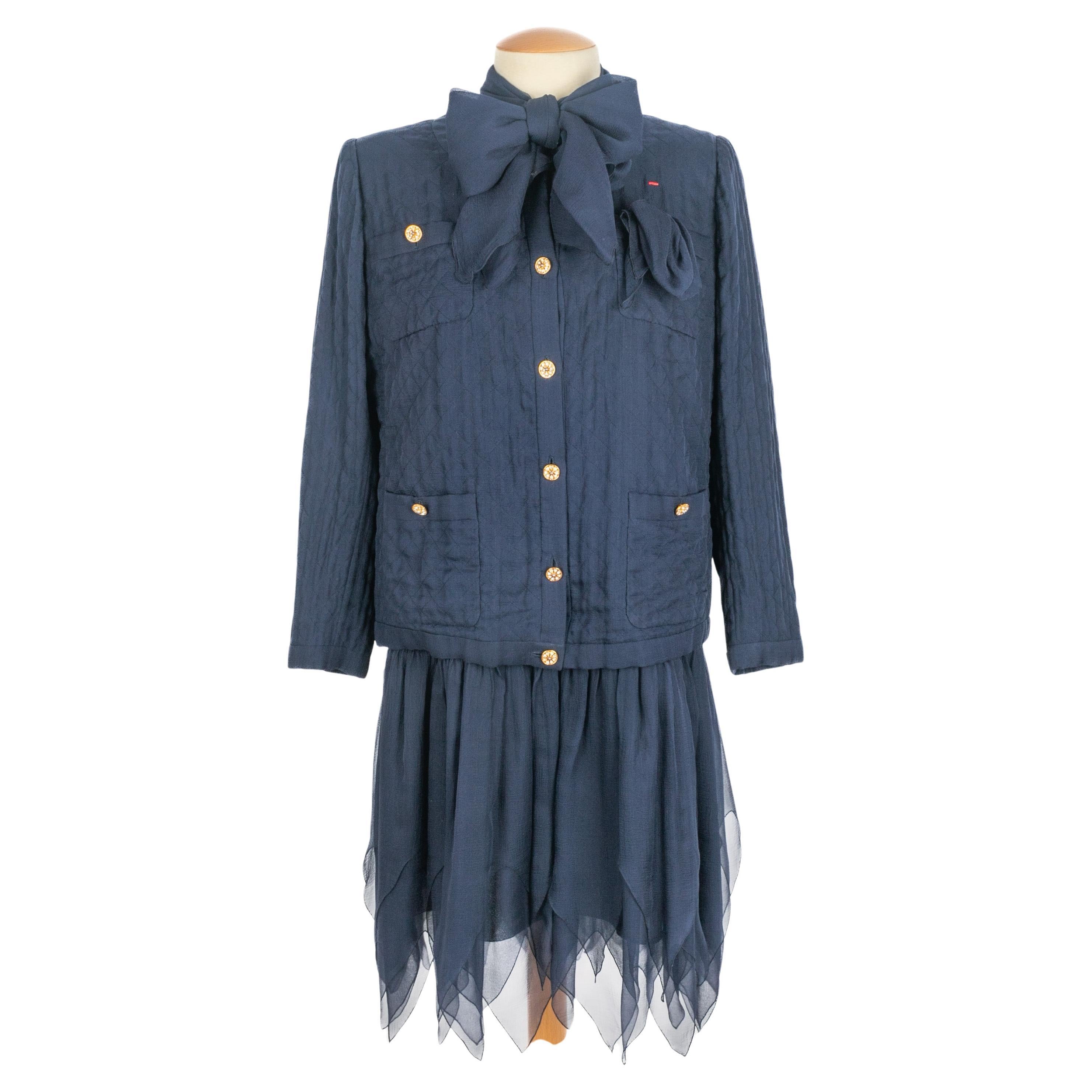 Chanel silk set Haute Couture For Sale