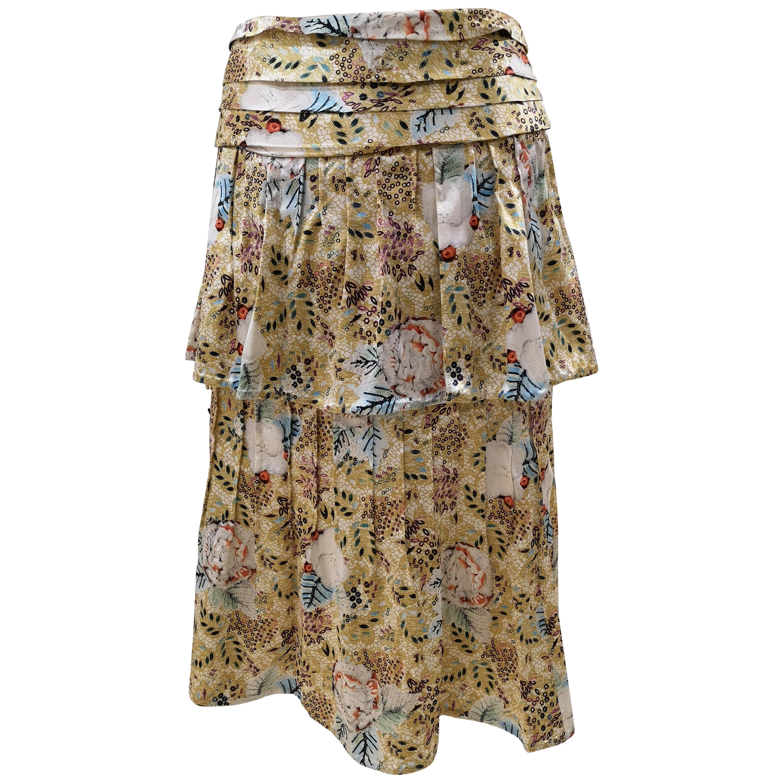 Chanel Multi Pastel Patterned Lightweight Tweed Skirt - 40-02P For Sale at  1stDibs