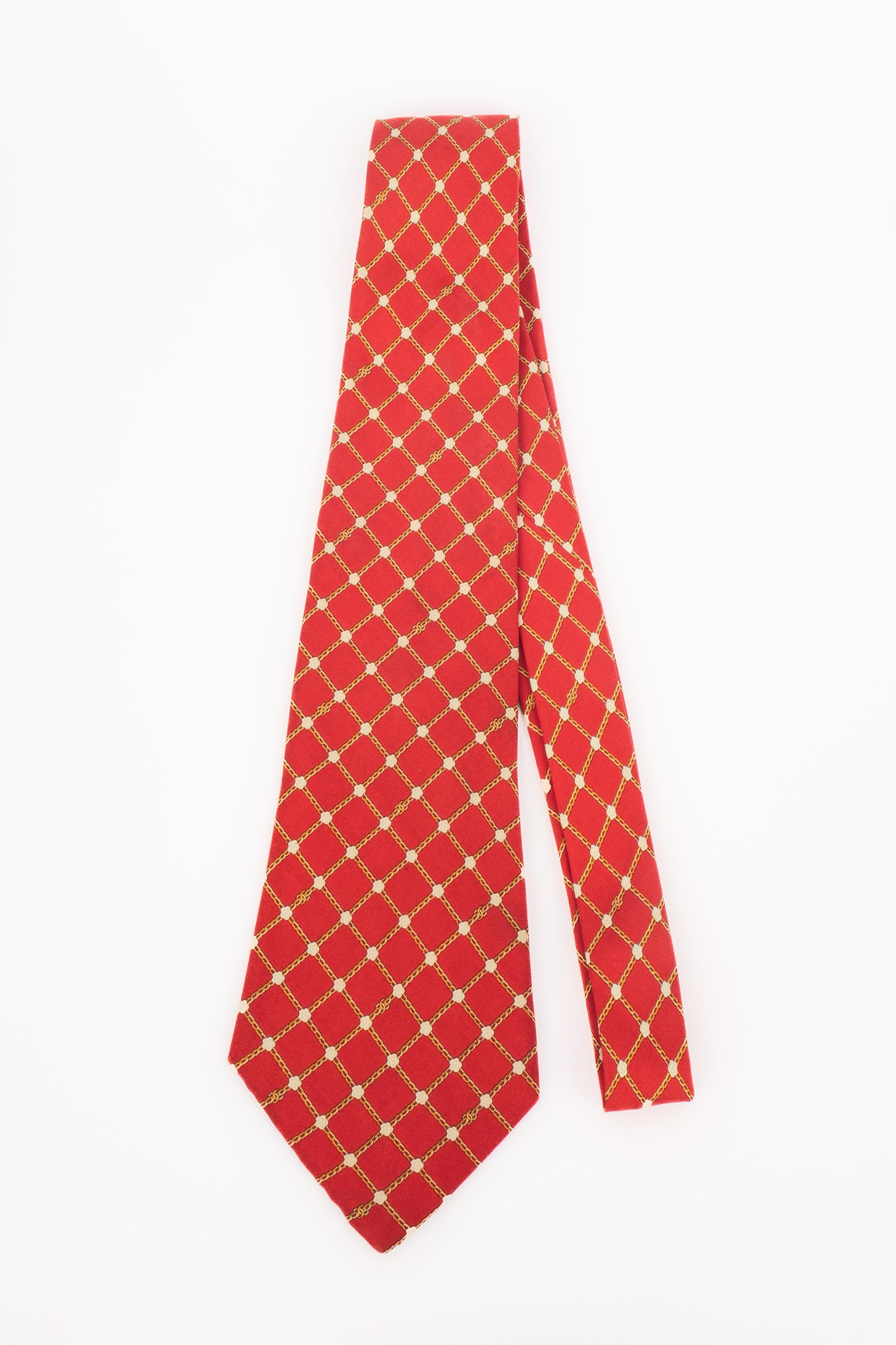 White Chanel silk tie For Sale