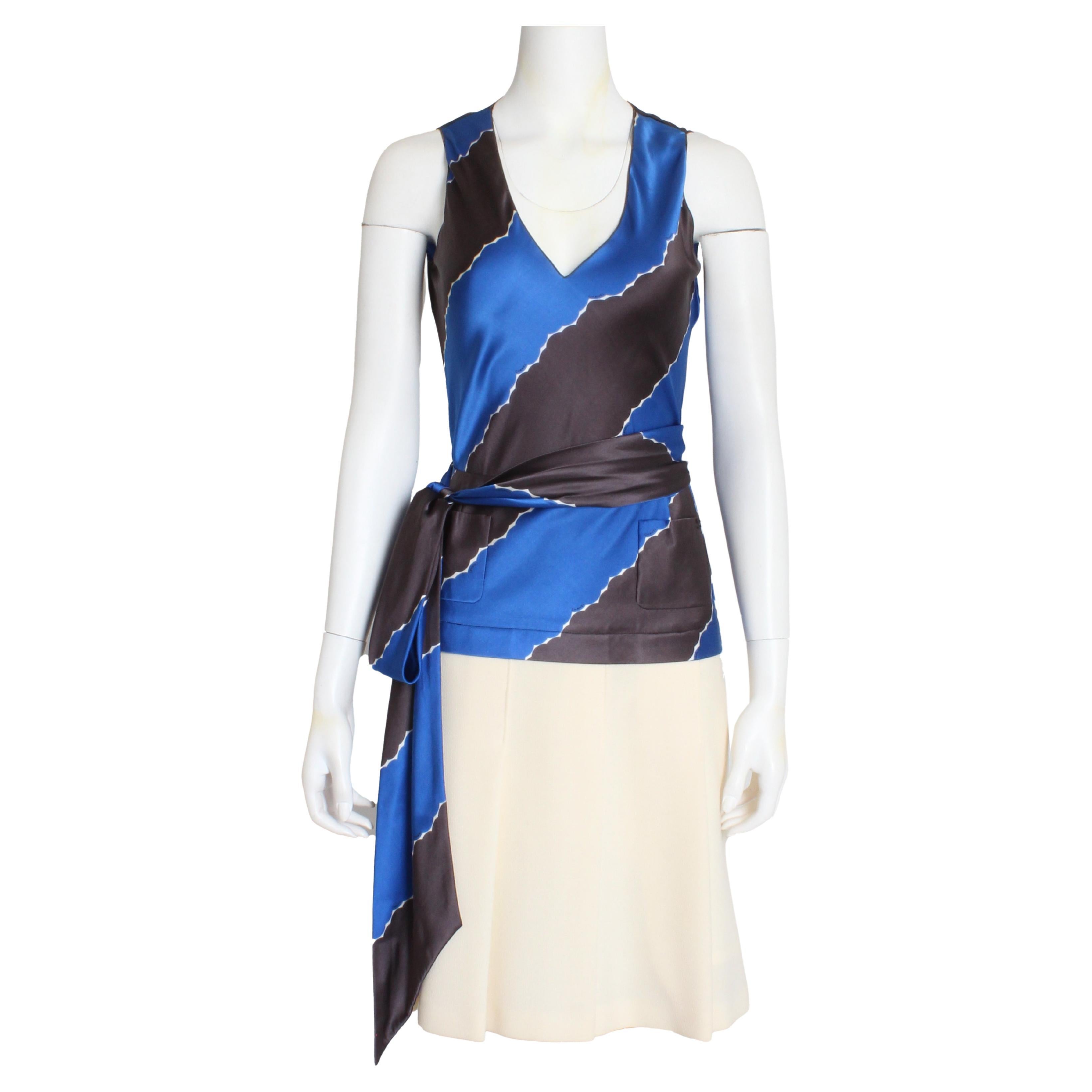 Chanel Silk Top and Pleated Skirt 2pc Set 05C Collection Abstract Print Sz  36 For Sale at 1stDibs