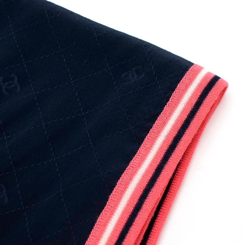 Women's Chanel Silk & Wool Navy Scarf with Neon Trim