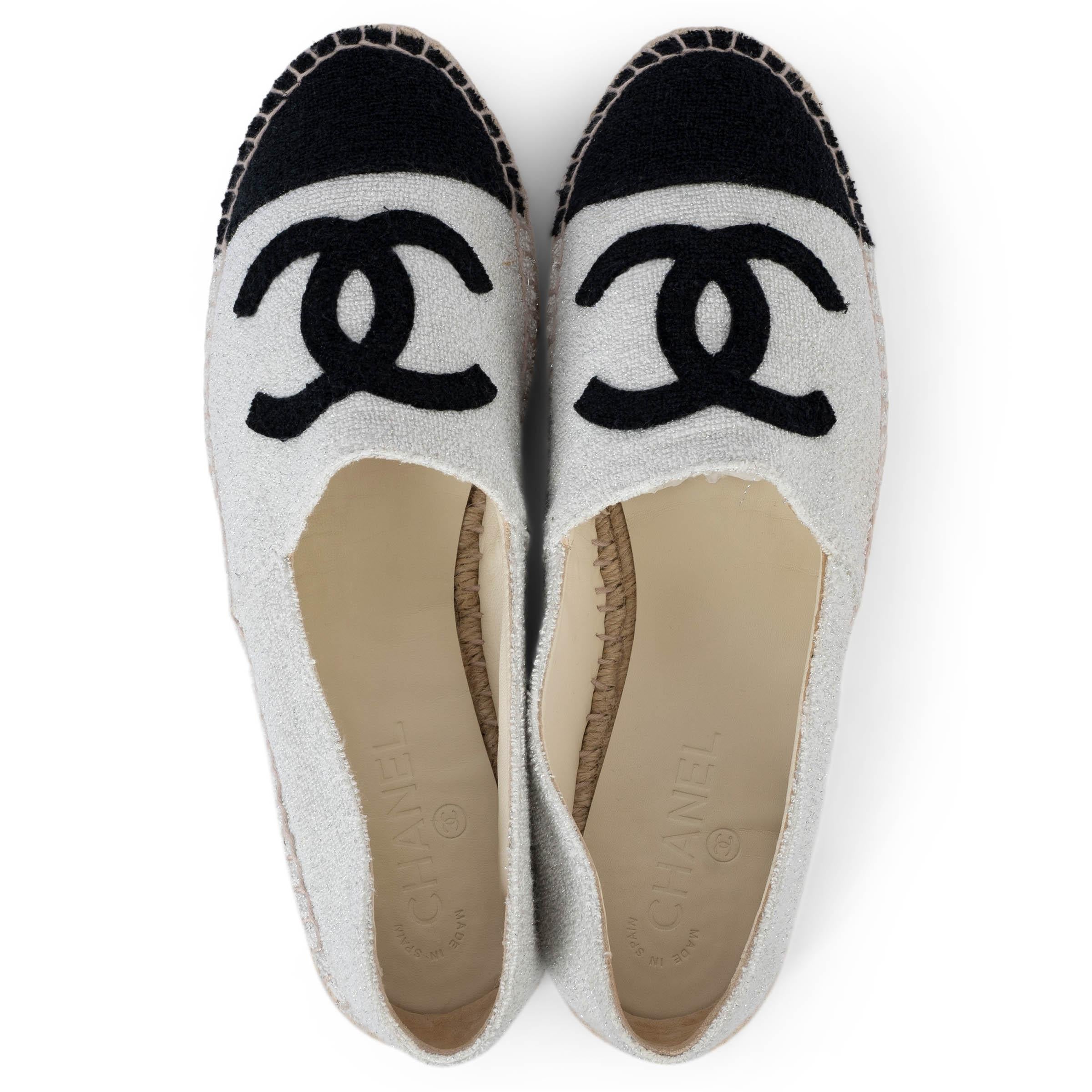 Donna Chanel silver 17C CUBA TERRY CLOTH Espadrillas Flats Scarpe 42 fit 40 in vendita