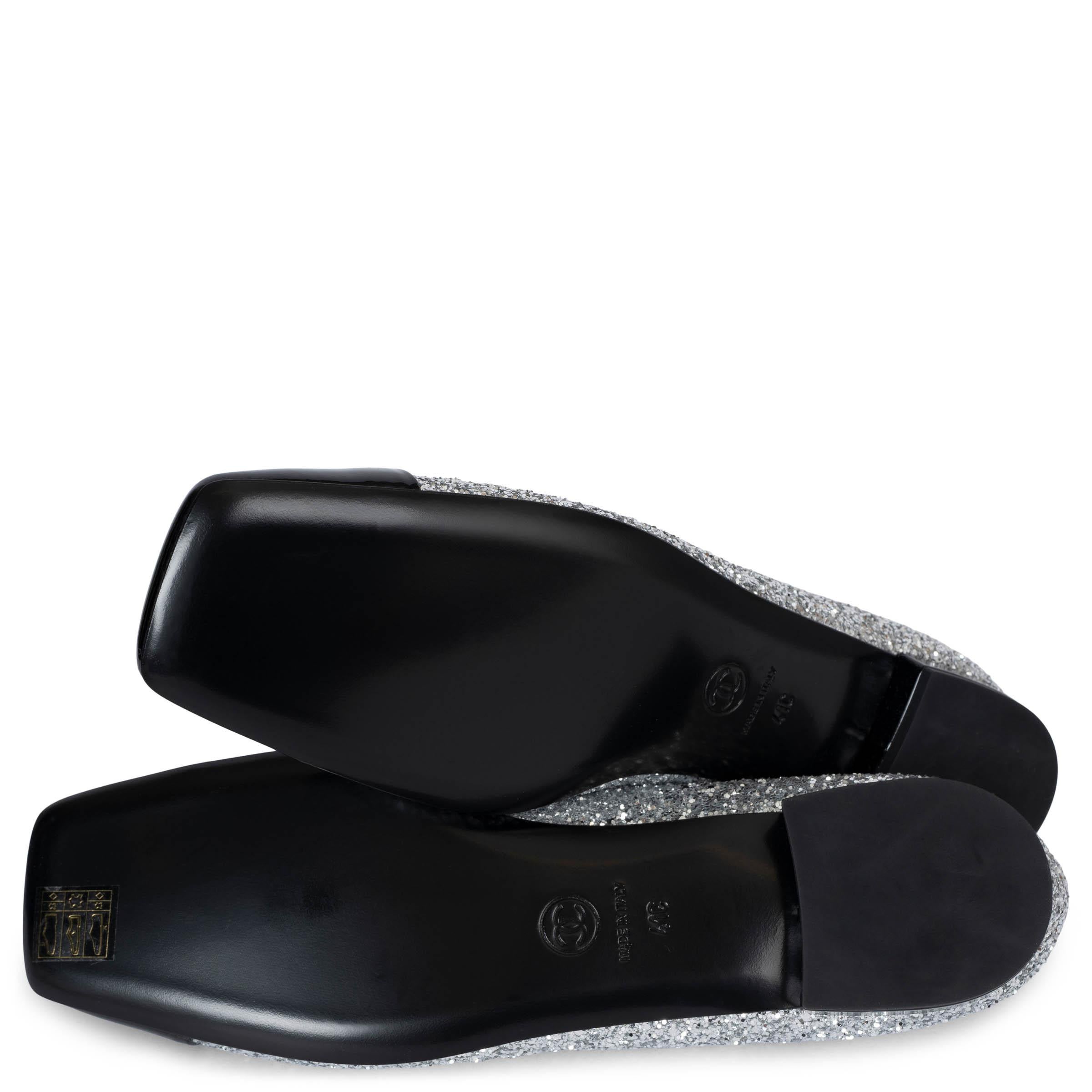 Chanel argento 17K MILKY WAY GLITTER & PATENT Ballerine Scarpe 41 in vendita 3
