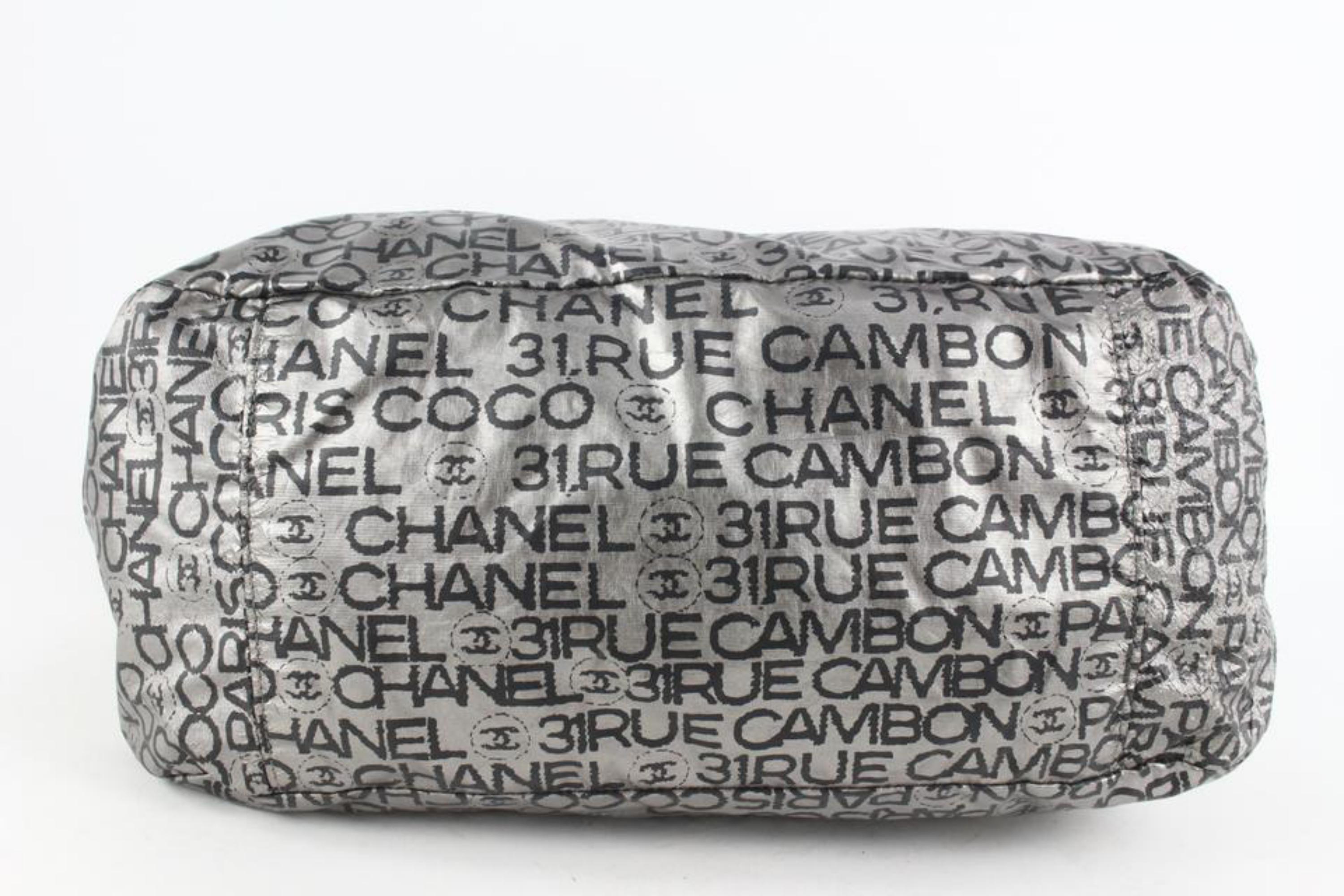 Chanel Silver 31 Rue Cambon CC Coco Graphic 2way Hobo Bag 115c18 In Good Condition In Dix hills, NY