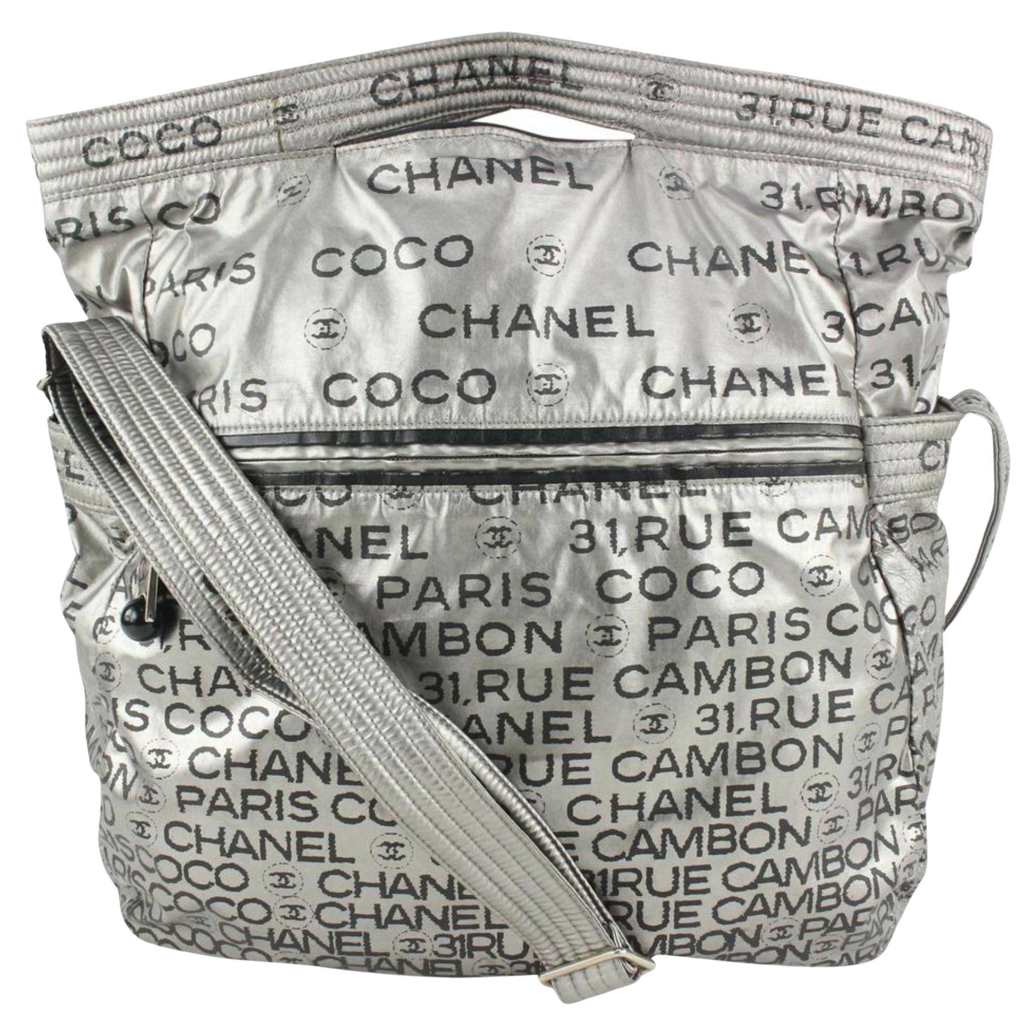 Chanel Silver 31 Rue Cambon CC Coco Graphic 2way Hobo Bag 115c18 For Sale  at 1stDibs