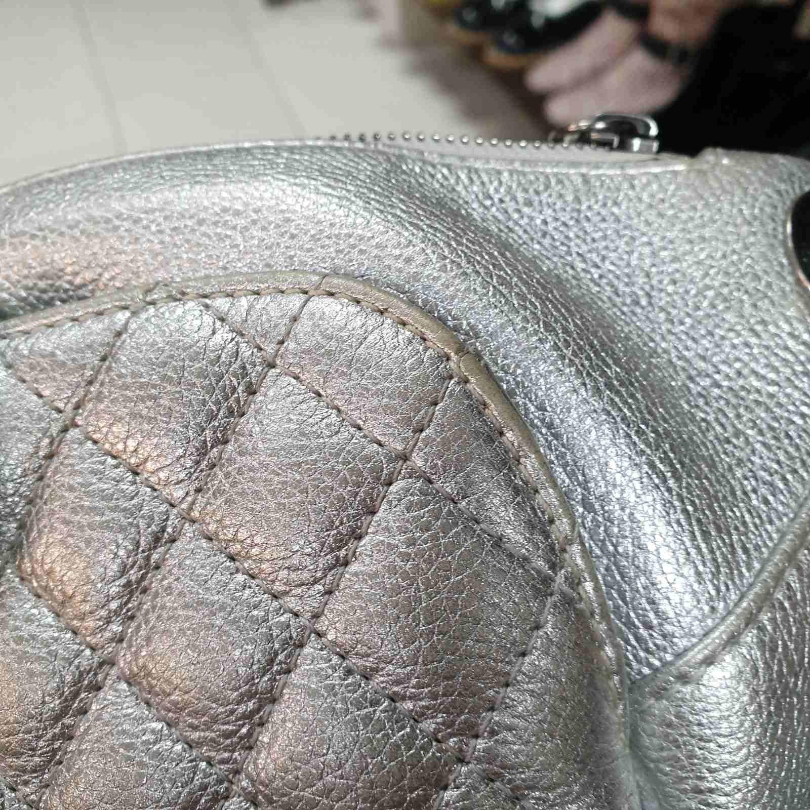 Chanel Silver Banane Quilted Leather Waist Bag 3