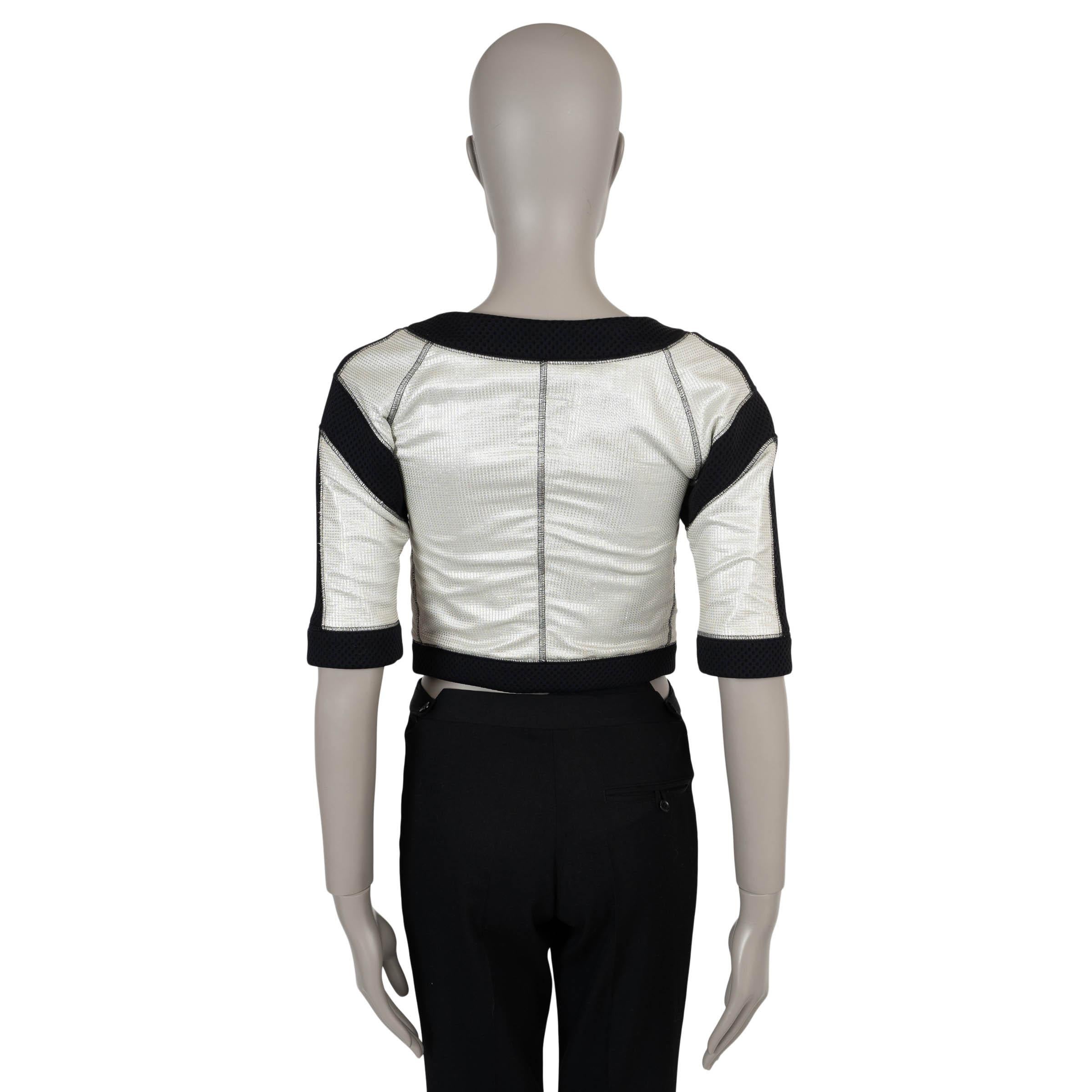 Nero Chanel argento e nero 07P CROPPED MESH Giacca 36 XS in vendita