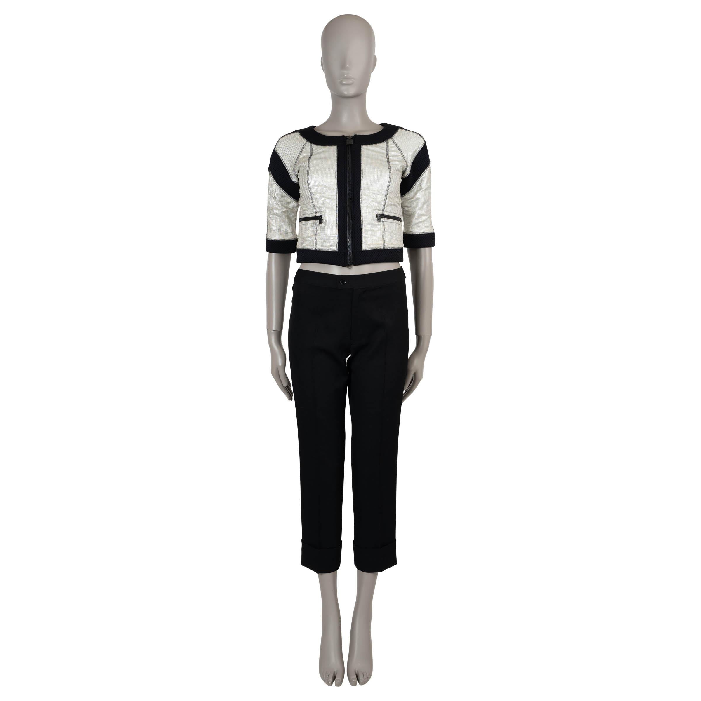 Chanel argento e nero 07P CROPPED MESH Giacca 36 XS In condizioni buone in vendita a Zürich, CH