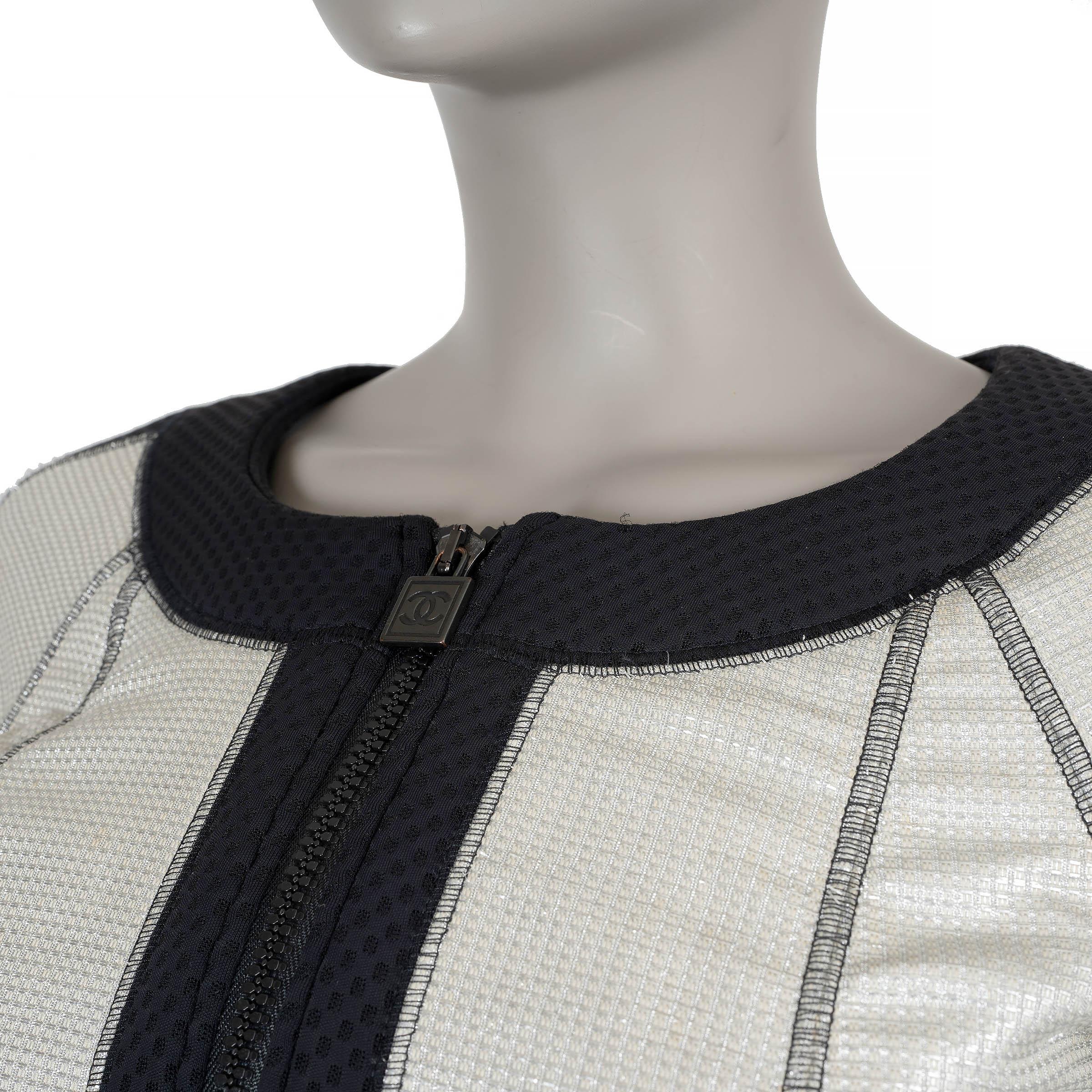 Donna Chanel argento e nero 07P CROPPED MESH Giacca 36 XS in vendita