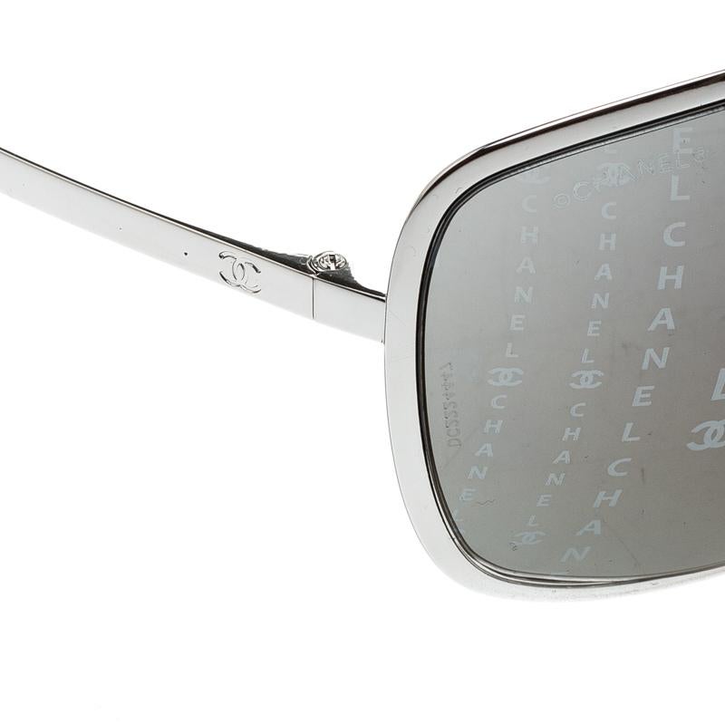 Women's Chanel Silver/Black Monogram 71212 Shield Sunglasses