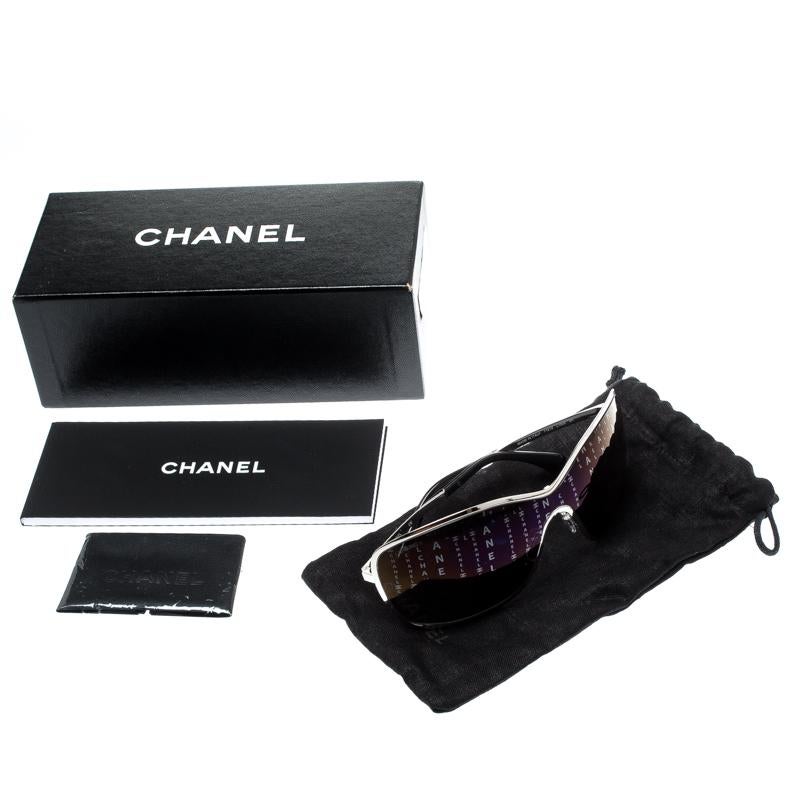 Chanel Silver/Black Monogram 71212 Shield Sunglasses 1