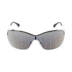 Chanel Silver/Black Monogram 71212 Shield Sunglasses