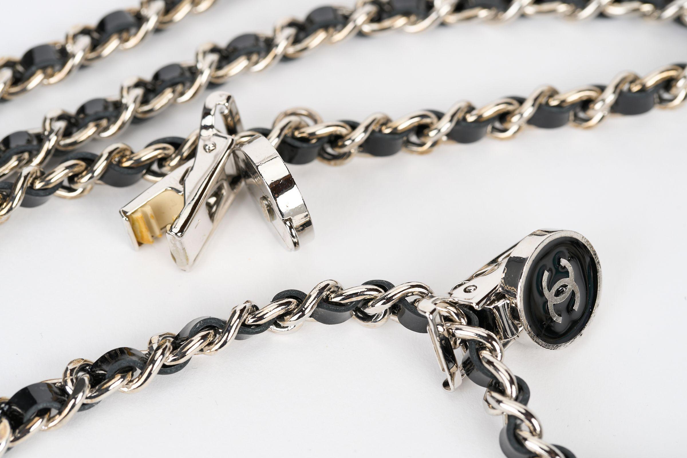 Gray Chanel Silver Black Rare Suspenders For Sale