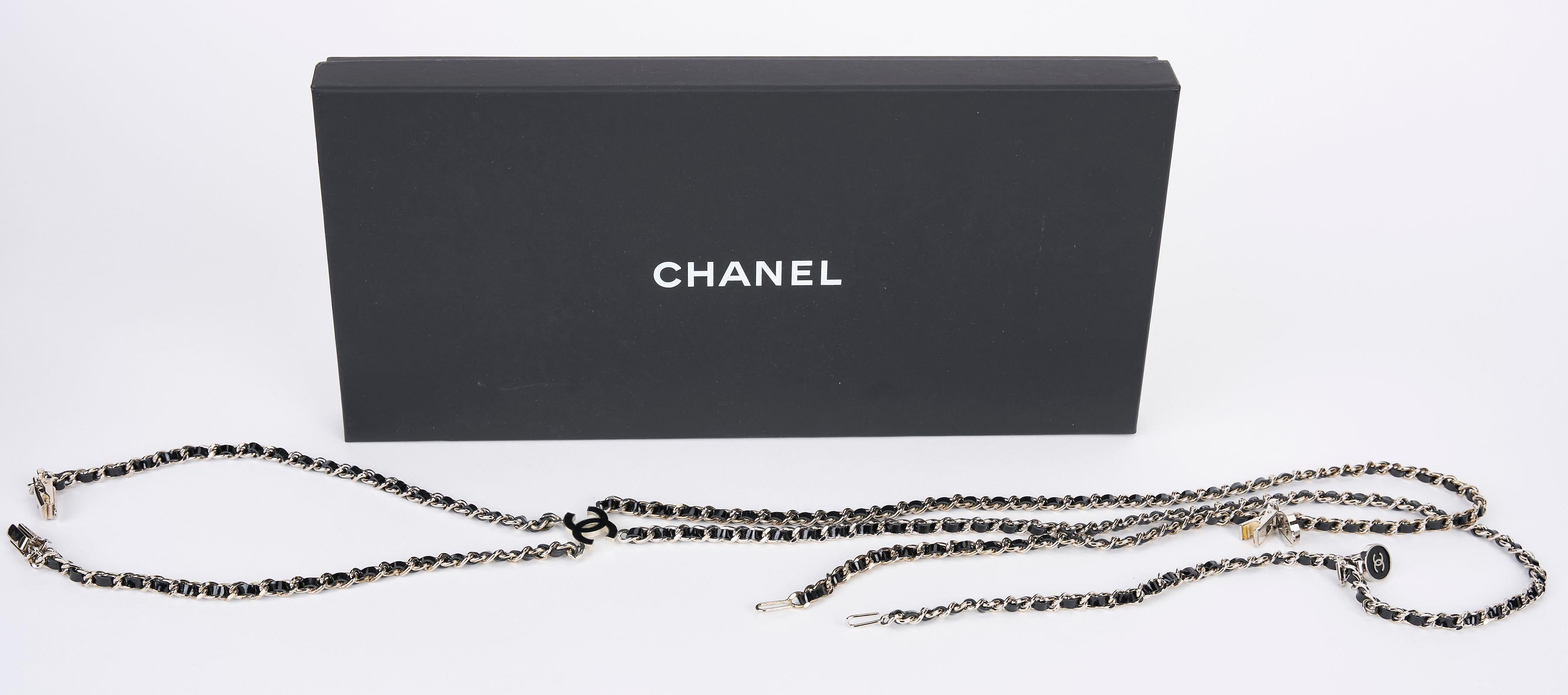 Chanel Silver Black Rare Suspenders For Sale 1