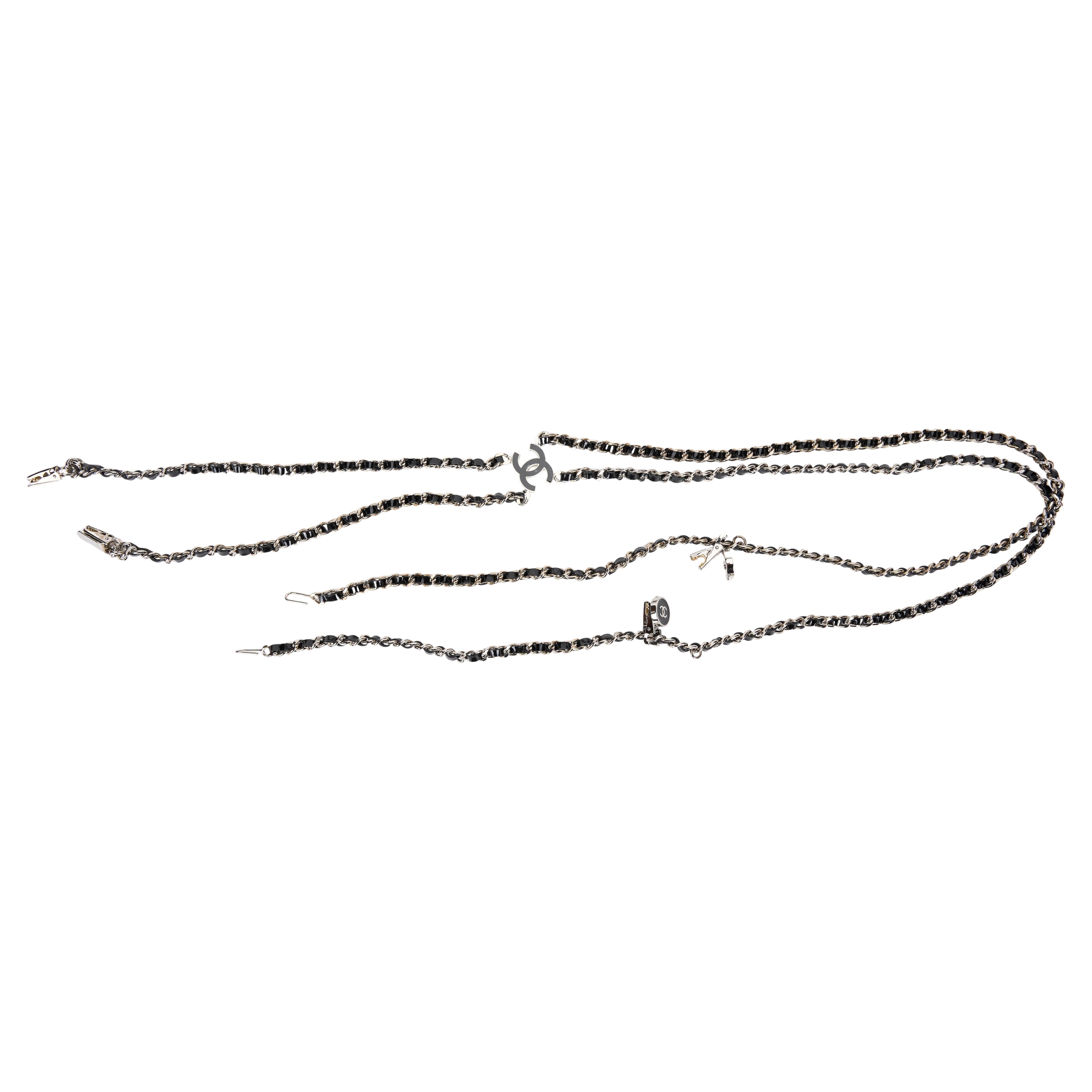 Chanel Silver Black Rare Suspenders