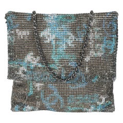 Chanel Silver Blue Graffiti CC Chainmail Flap Bag