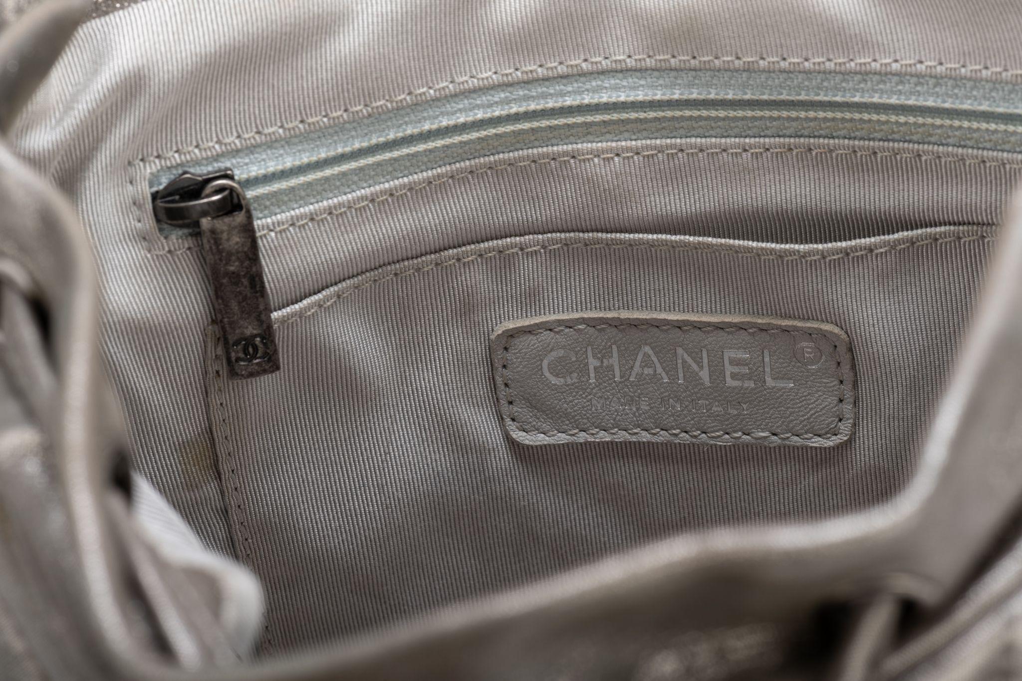 Chanel Silver Caviar Back Pack For Sale 10