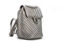 Chanel Silver Caviar Back Pack