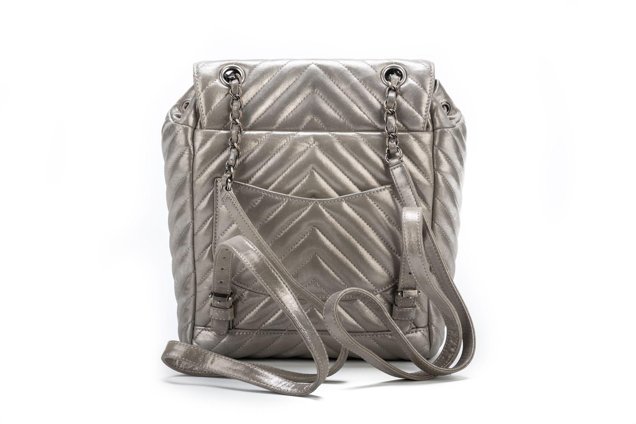 Women's Chanel Silver Caviar Back Pack For Sale