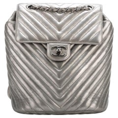 Chanel Silver Caviar Back Pack