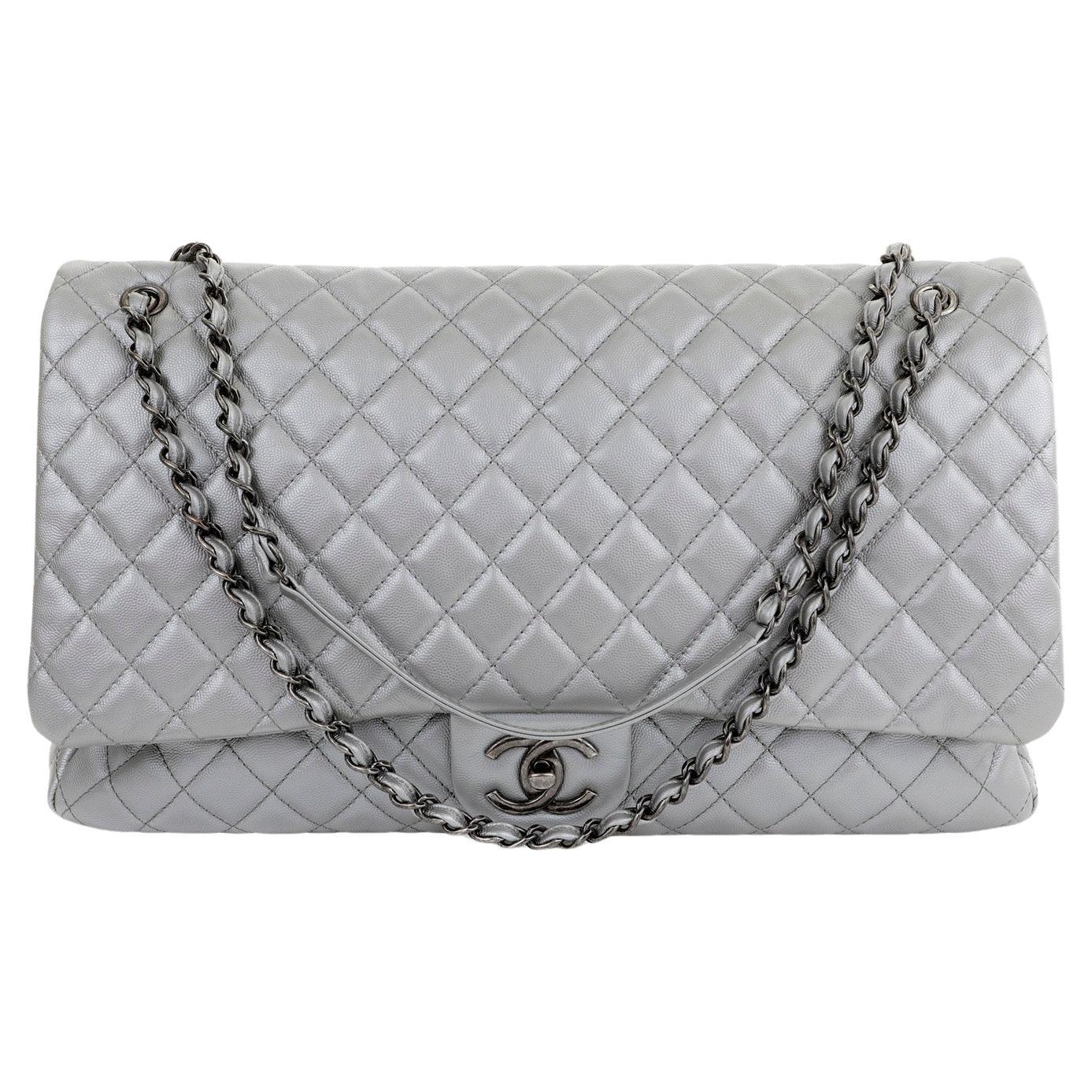 Chanel Silver Caviar Classic Travel Xxl Flap Bag With Ruthenium For Sale At  1Stdibs | Chanel Xxl Travel Bag, Xxl Chanel Bag, Chanel Xxl Flap Bag