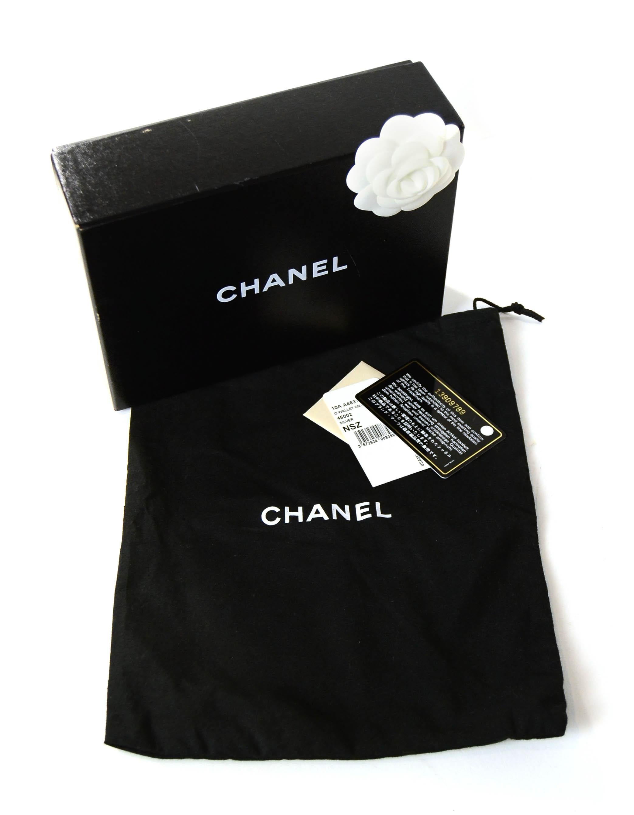Chanel Silver Caviar Leather Wallet On A Chain WOC Crossbody Bag 5